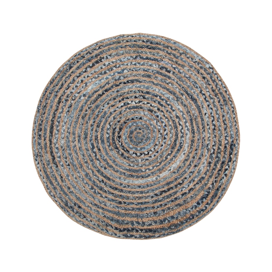 Dywan okrągły z juty ø 120 cm niebiesko-beżowy MASLAK
