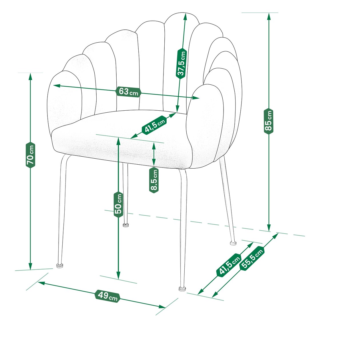 Krzesło tapicerowane FOGIA baranek BOUCLE białe