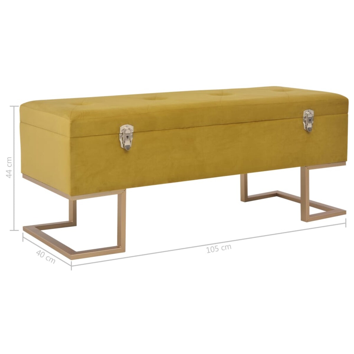 vidaXL Ławka ze schowkiem, 105 cm, musztardowa, aksamitna