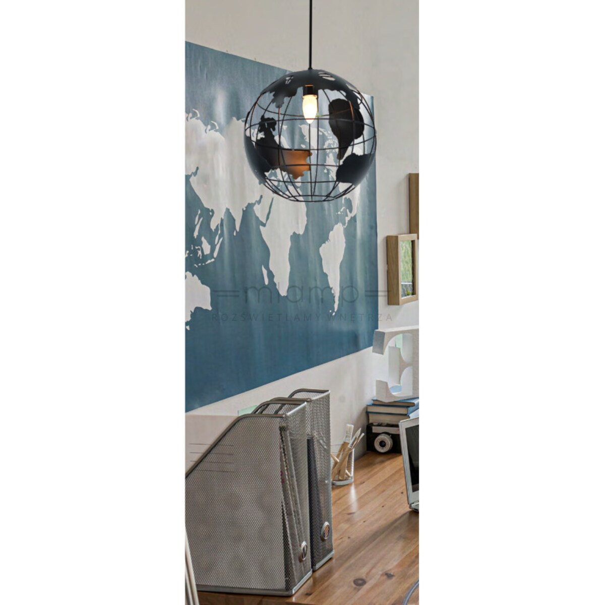 LAMPA wisząca 6862/1 BLACK Elem metalowa OPRAWA planeta ZWIS globus czarny