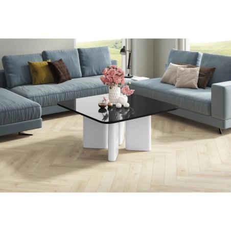 Stolik kawowy DIVERSO 80x80 czarny połysk/biały połysk