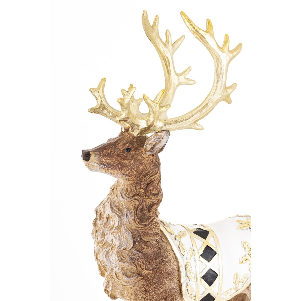 Figurka - stojący jeleń 35x9x21 cm OLEN-4 z białą derką w romby