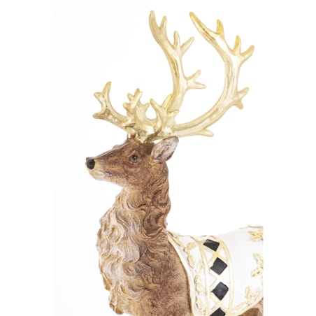 Figurka - stojący jeleń 35x9x21 cm OLEN-4 z białą derką w romby