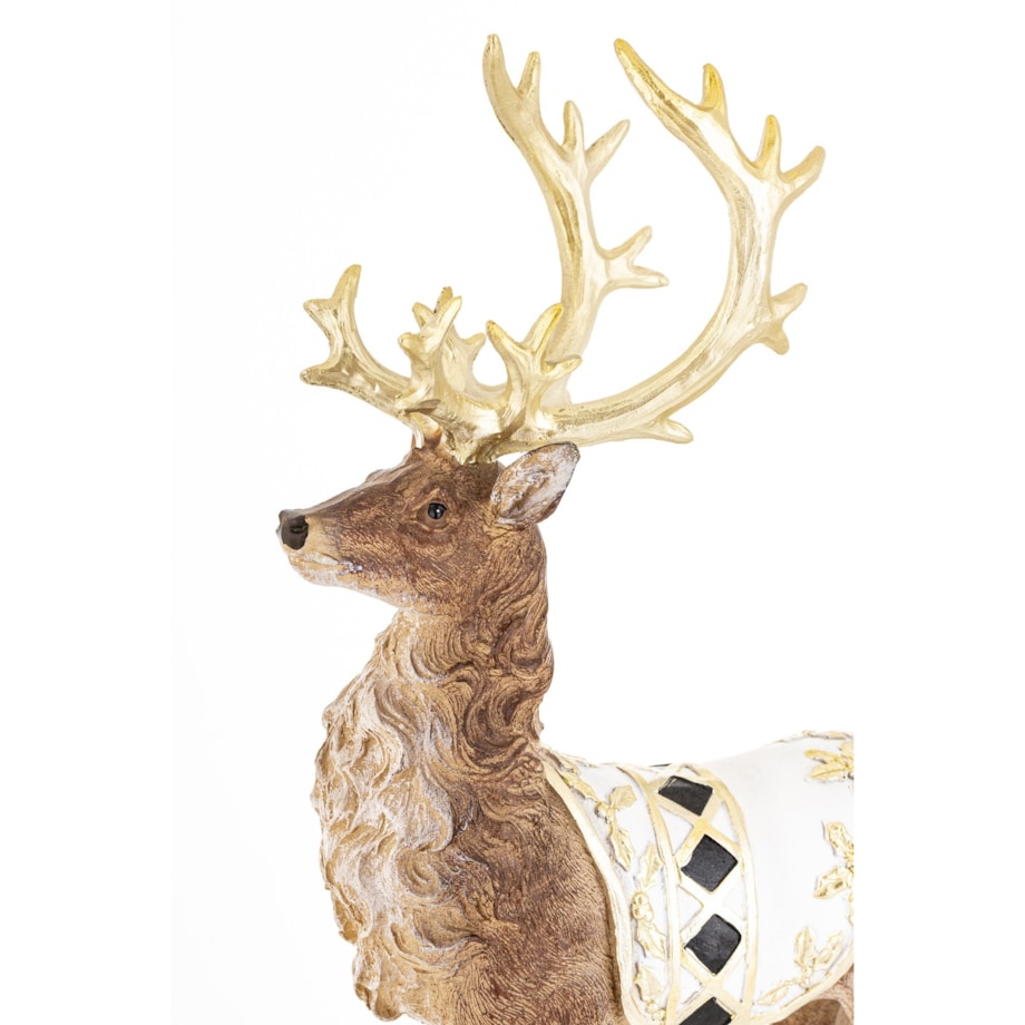 Figurka - stojący jeleń 35x9x21 cm OLEN-4 z białą derką w romby