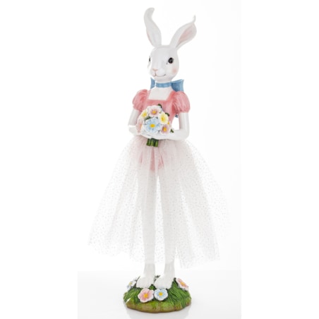 Dekoracja - króliczka w białej tiulowej spódniczce 40,5x20x15 cm MIJACZEK