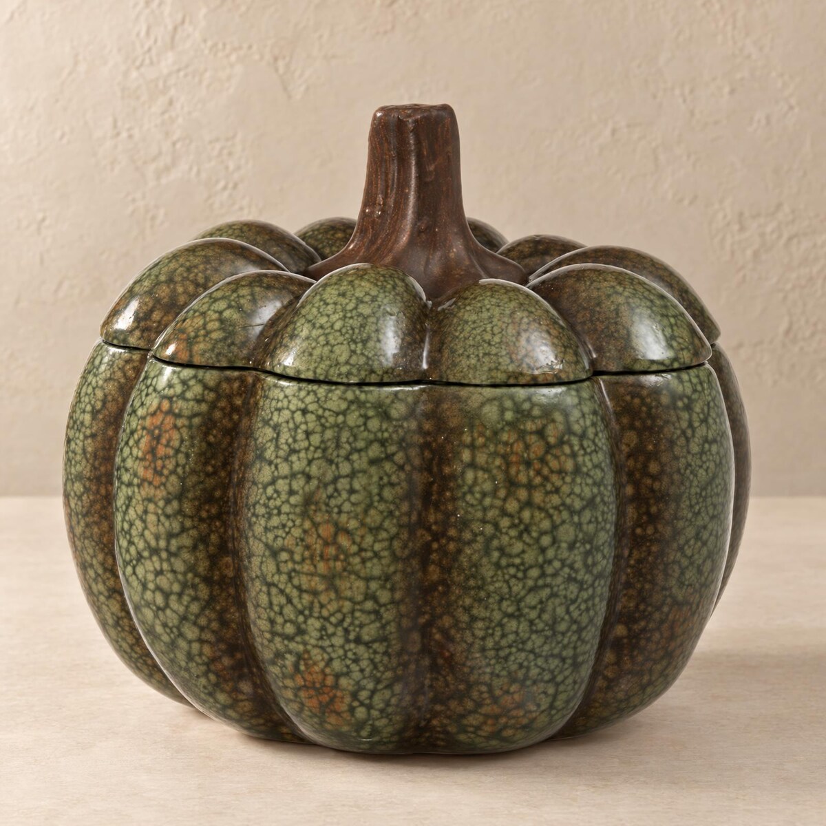 Pojemnik ceramiczny z pokrywką w kształcie dyni, Ø 18 x 17,5 cm