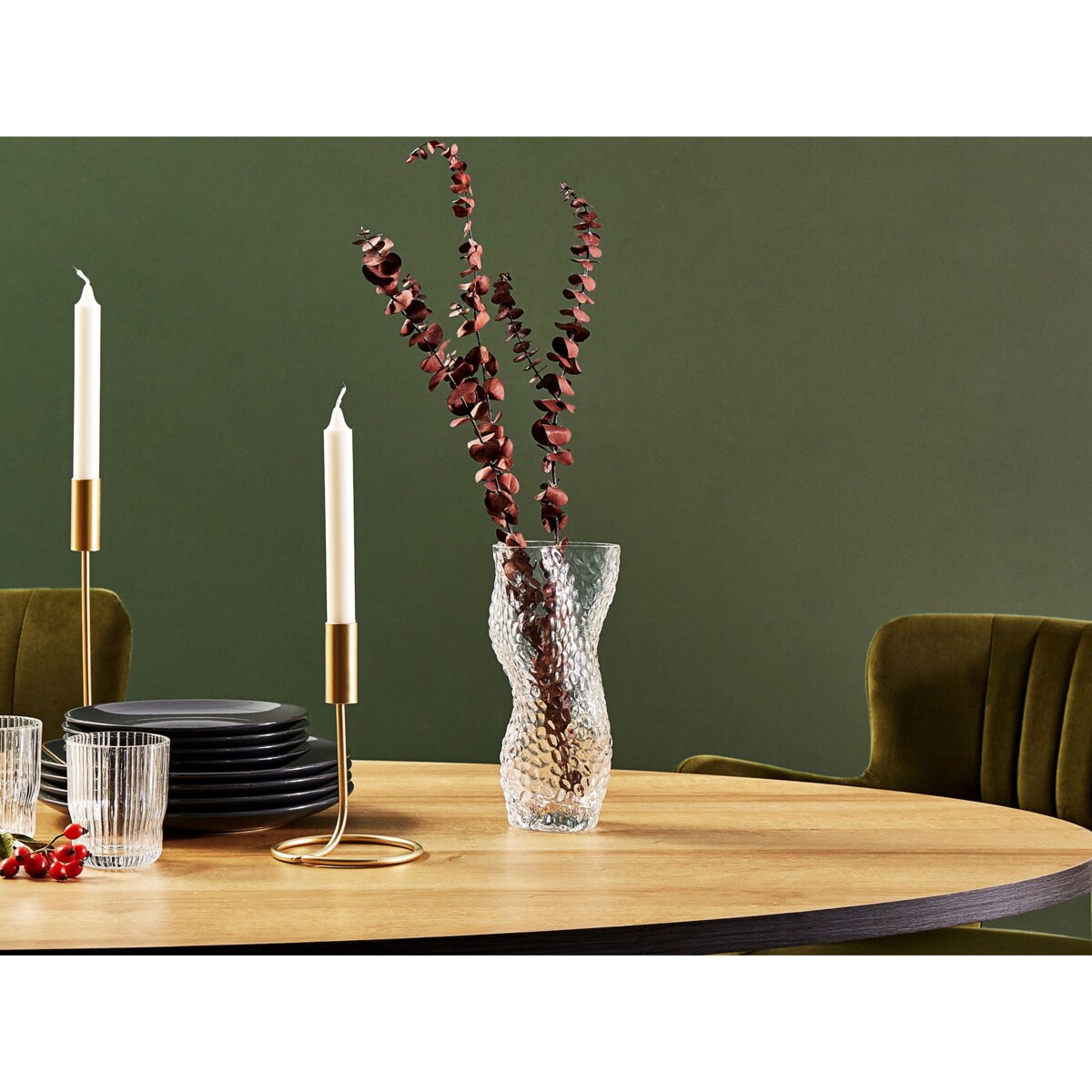 Wazon na kwiaty szklany 23 cm przezroczysty ELATOS