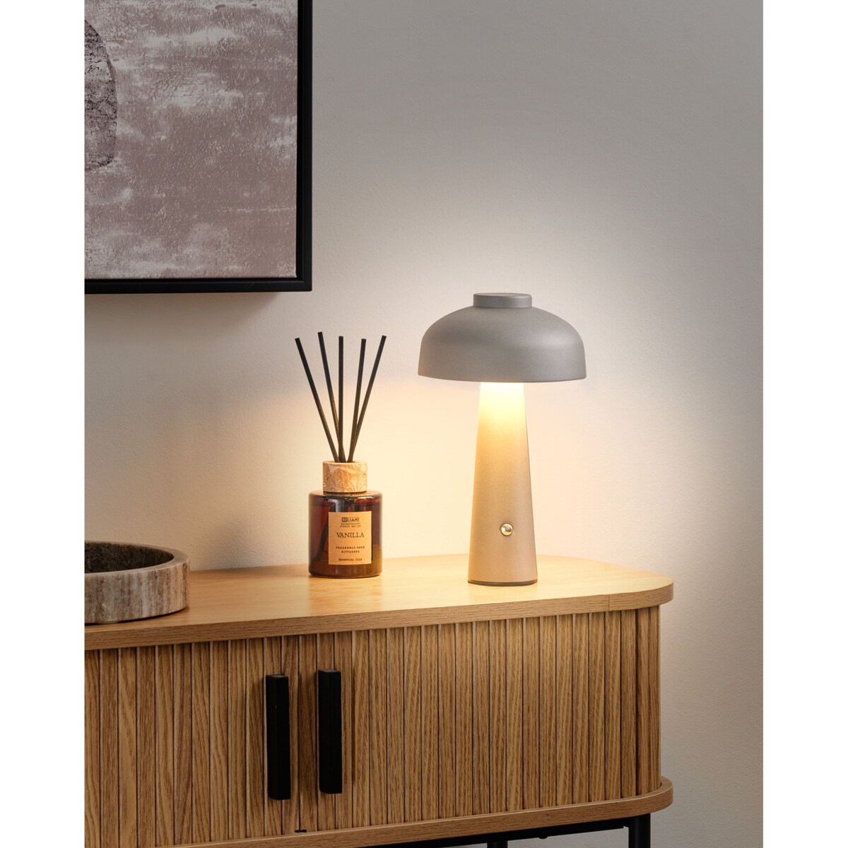 Bezprzewodowa lampa stołowa LED AGUSAN Ze ściemniaczem Metal Szary