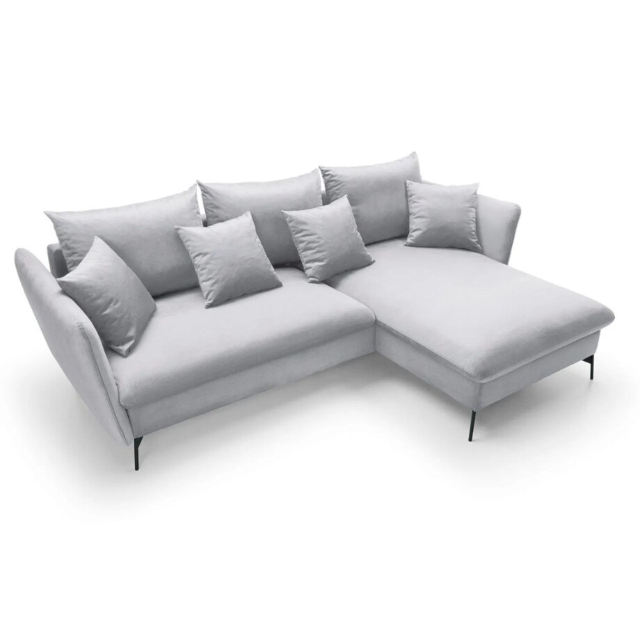 Narożnik z funkcją spania LINDA VELVET szary prawy/lewy