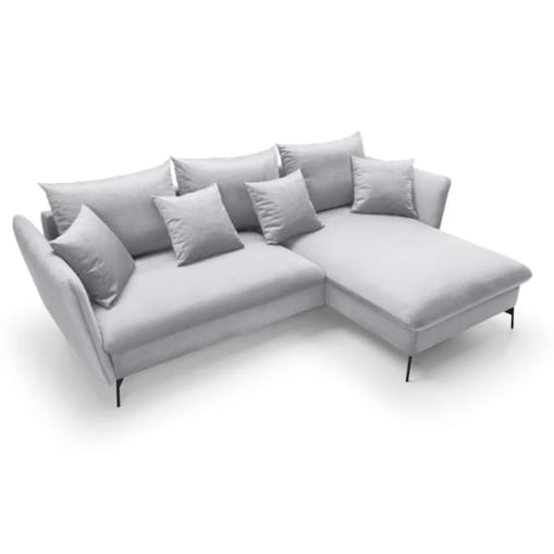 Narożnik z funkcją spania LINDA VELVET szary prawy/lewy