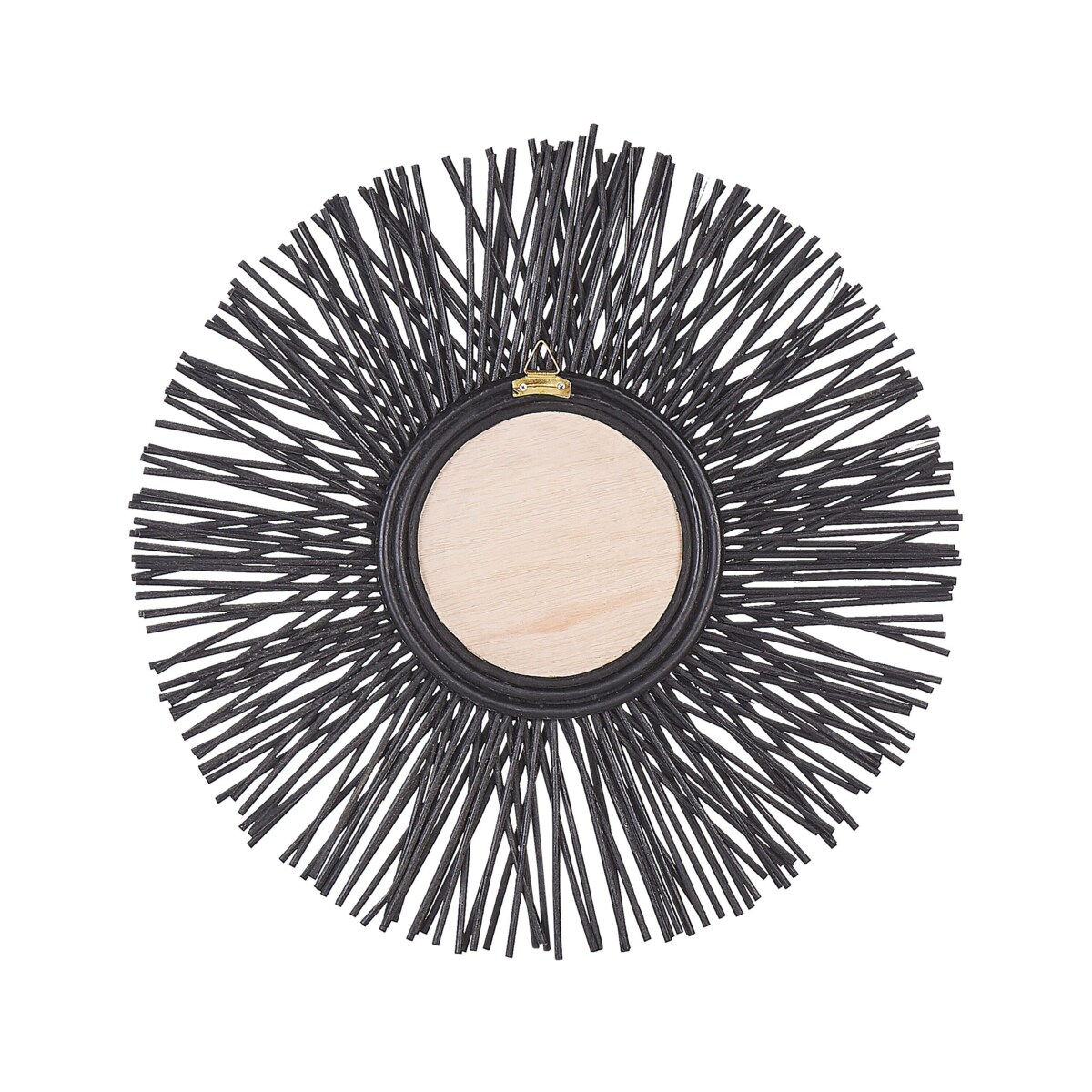 Rattanowe okrągłe lustro ścienne słońce ⌀ 60 cm czarne KALASIN