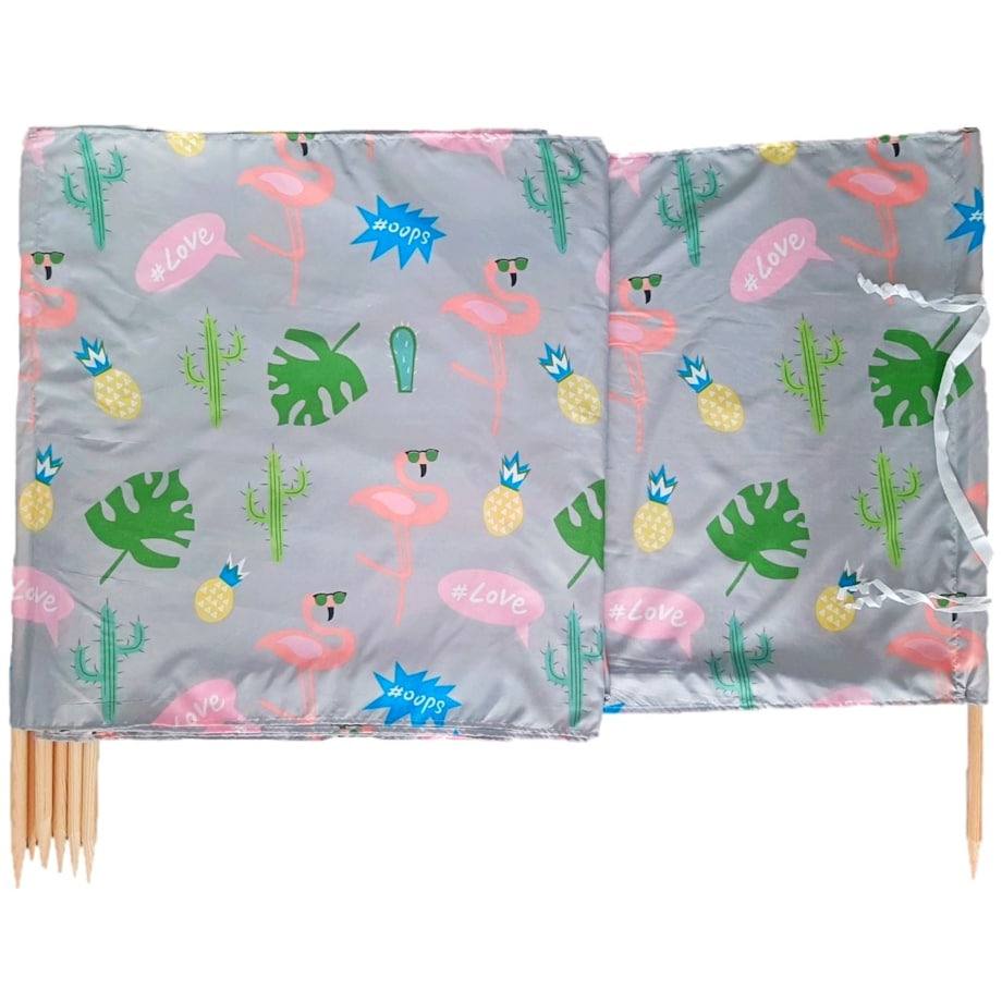 Parawan Plażowy Zasłona 15 M Na Plażę Składany Letni Szary Flamingi