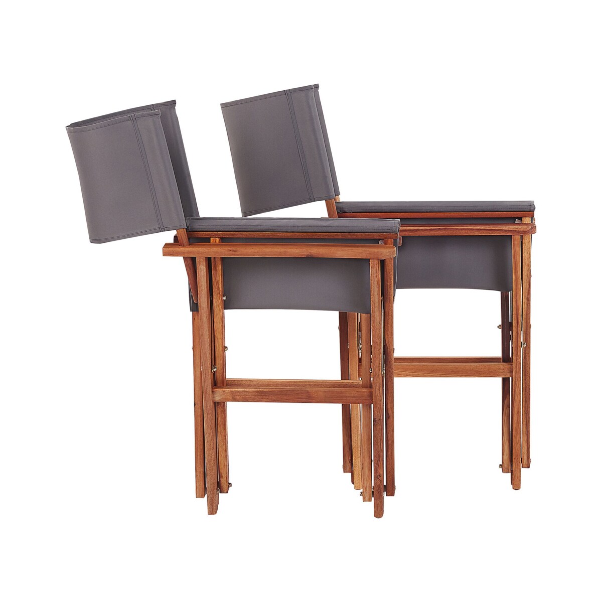 Zestaw 2 krzeseł ogrodowych akacjowy ciemne drewno z szarym / wzór w plamy CINE