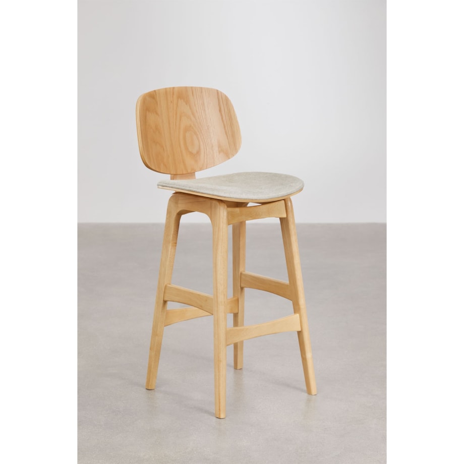 Krzesło barowe z drewna kauczukowego naturalne Canada 2 szt. 65 cm