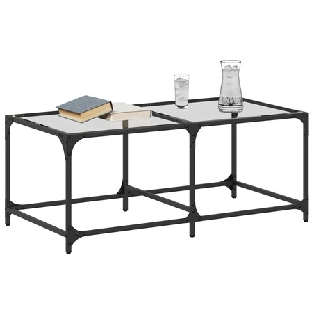 vidaXL Stolik kawowy ze szklanym blatem, 98,5x50x40 cm, stal