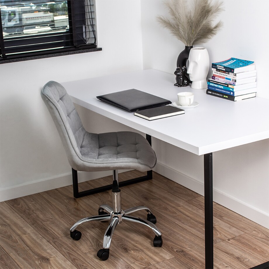 Fotel biurowy krzesło obrotowe regulowane welurowe szare