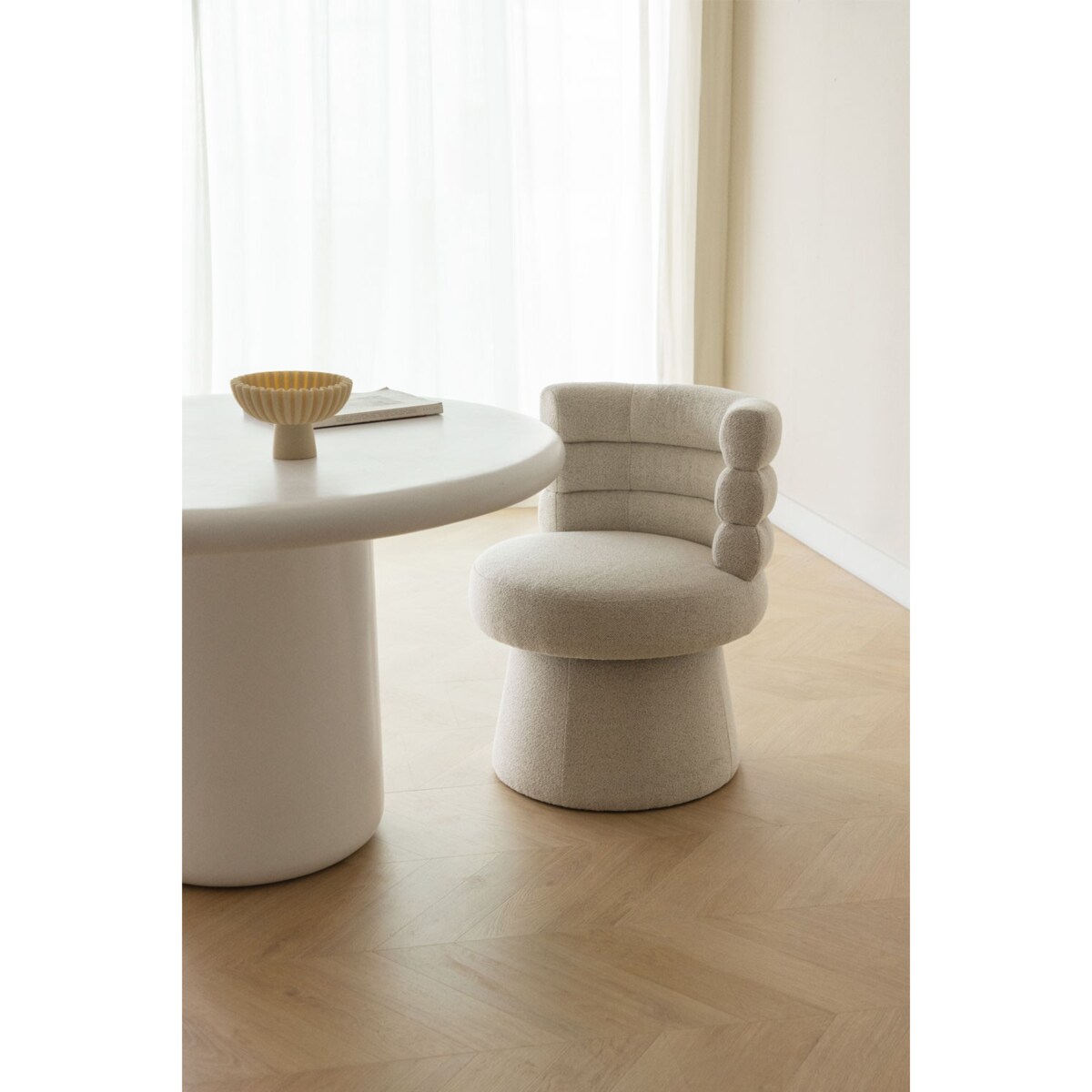 Krzesło obrotowe, do jadalni Protea beżowo-kremowe