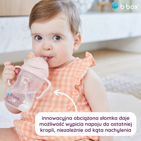 Bidon dla dzieci ze słomką 240 ml - kubek niekapek różowy, b.box