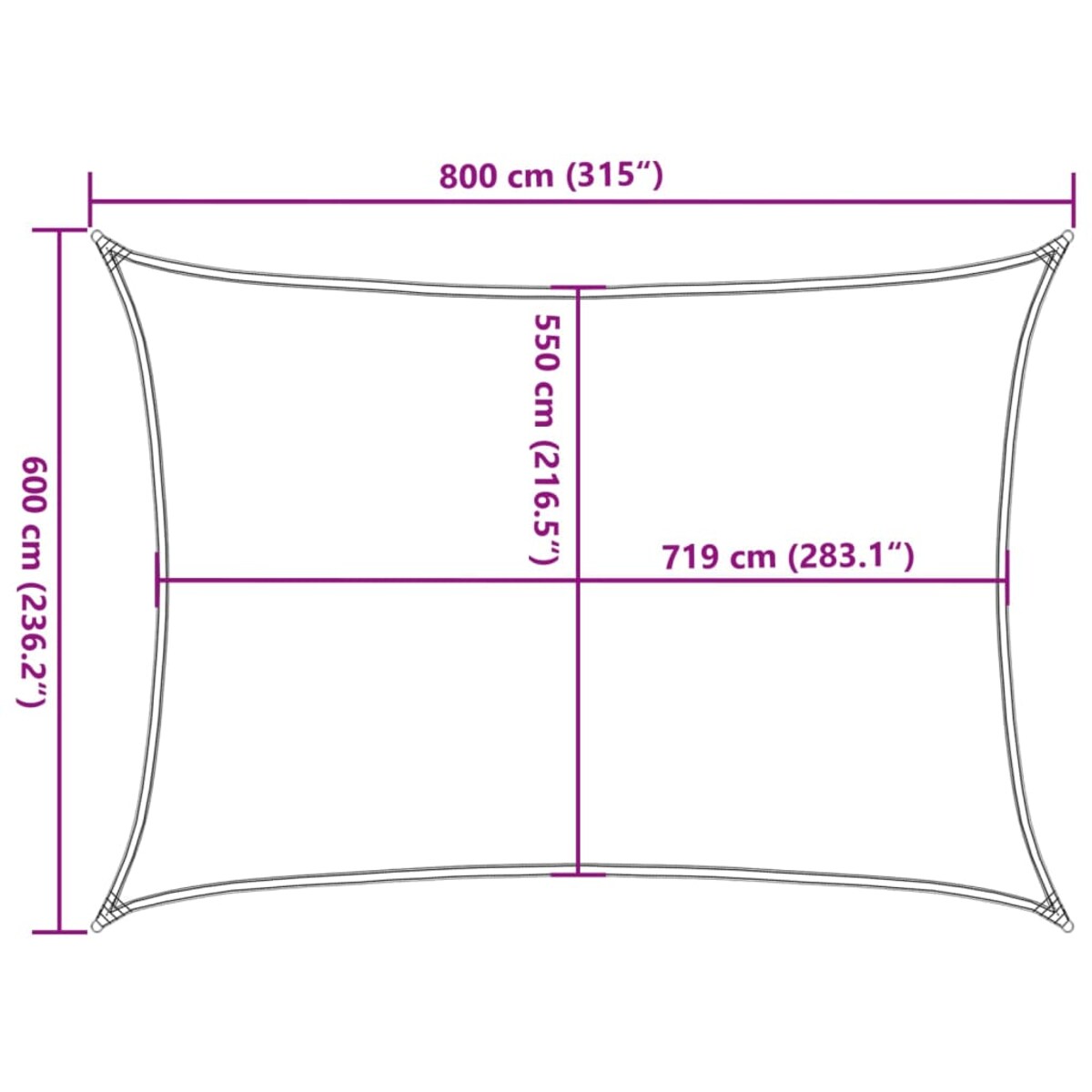 vidaXL Żagiel przeciwsłoneczny, 160 g/m², beżowy, 6x8 m, HDPE