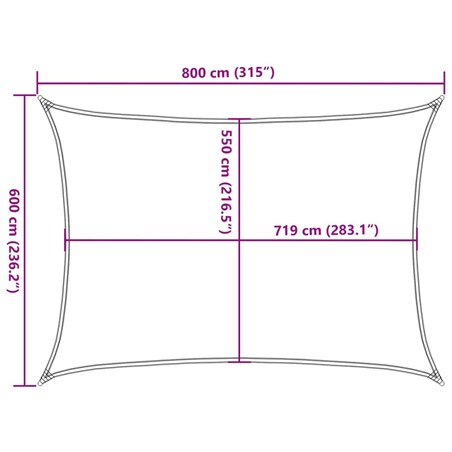 vidaXL Żagiel przeciwsłoneczny, 160 g/m², beżowy, 6x8 m, HDPE