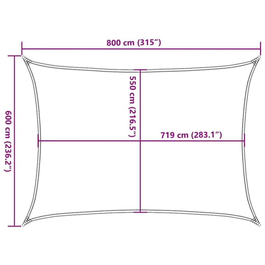 vidaXL Żagiel przeciwsłoneczny, 160 g/m², beżowy, 6x8 m, HDPE