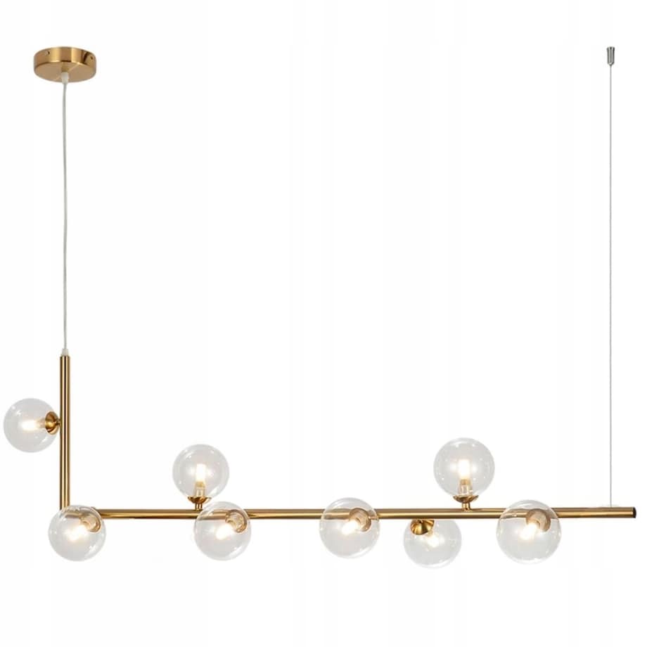 Lampa Glamour Szklane 8 Kul Gold Wisząca Złota G9