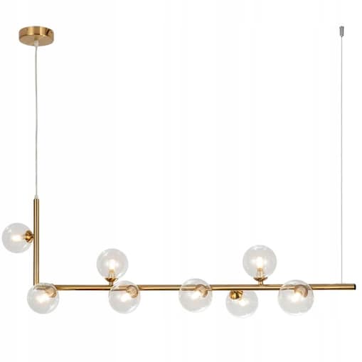 Lampa Glamour Szklane 8 Kul Gold Wisząca Złota G9