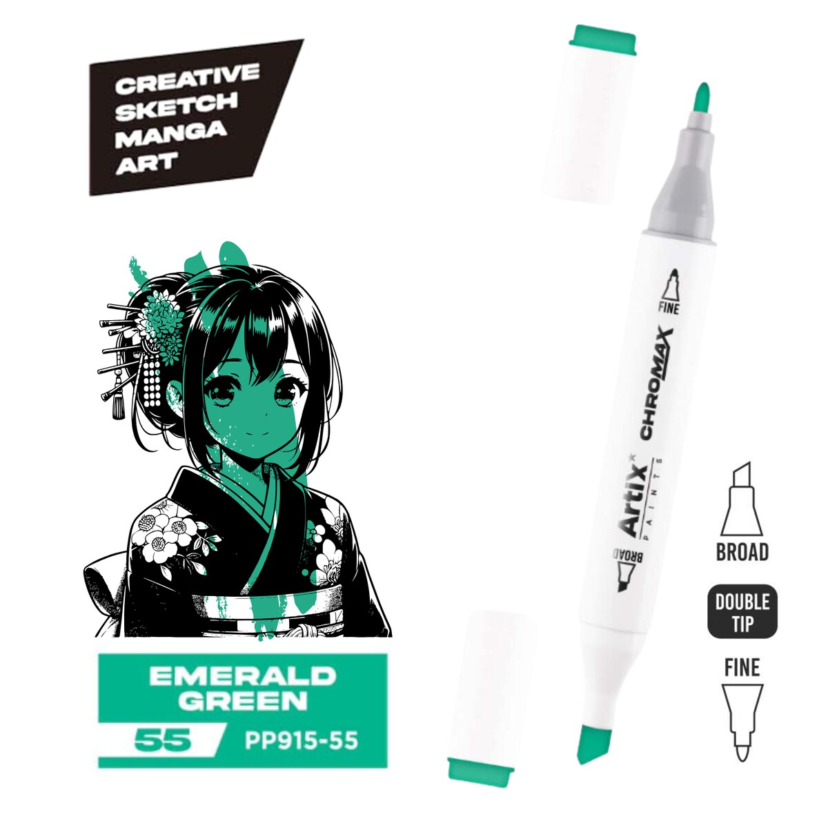 dwustronny marker kreatywny artix pp915-55 emerald green