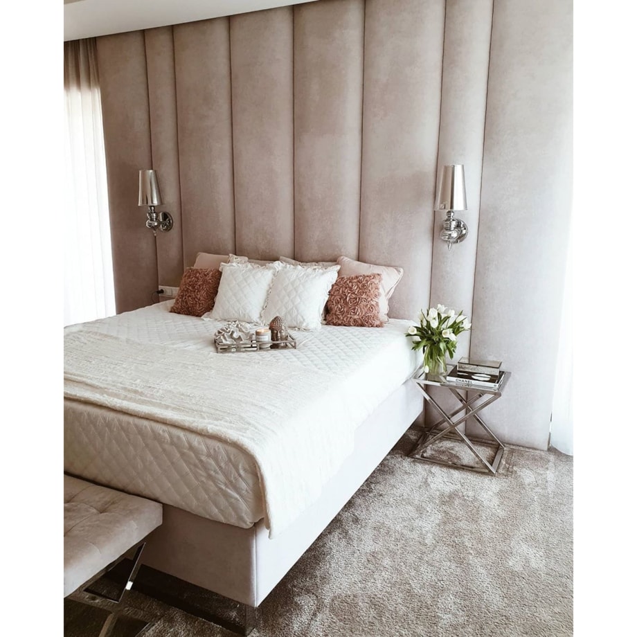 Biała Kapa Narzuta Pikowana z Falbanką 160 x 220 Duży Pled na Sofę Kanapę