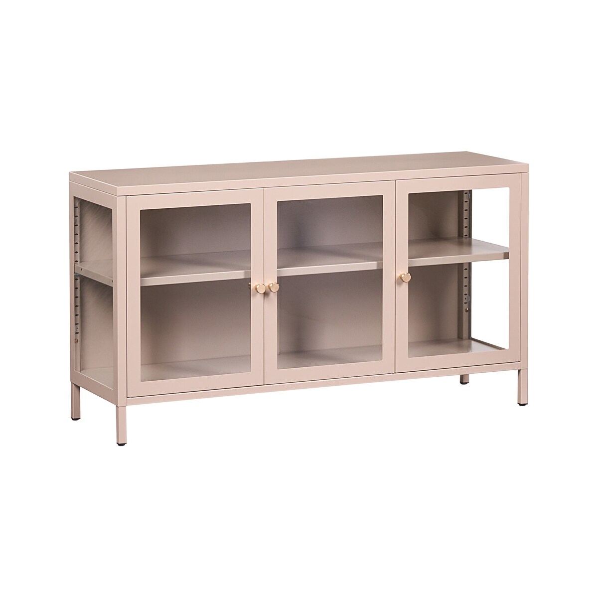 Szafka ze szklanymi drzwiami NEWPORT 115 cm Metal Beżowy