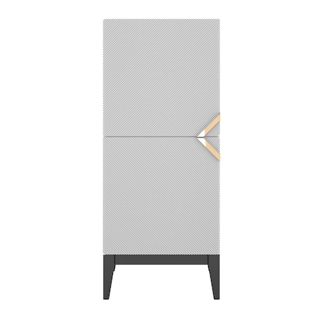 Drewniana komoda Visby DEMI HIGH 2D / kolor biały + czarne nogi / szer. 50,5 cm