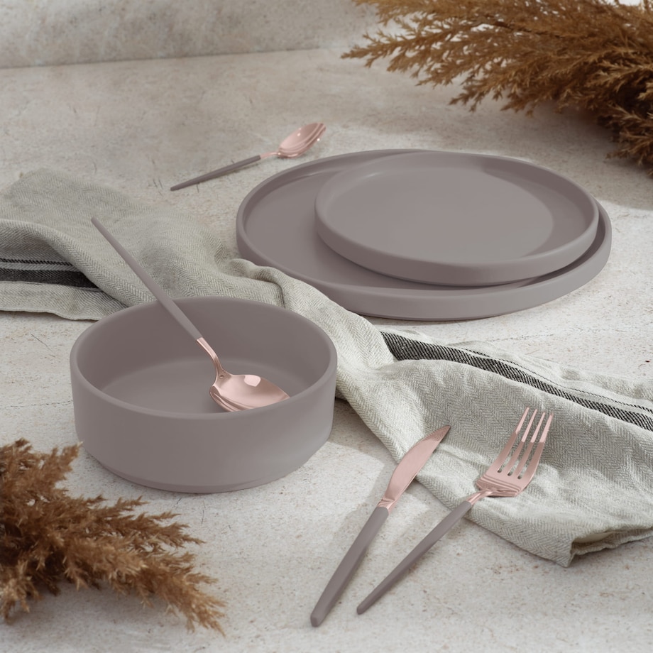 Zastawa stołowa Serwis Komplet talerzy naczyń 18 ele dla 6 osób BERLINGER HAUS Taupe