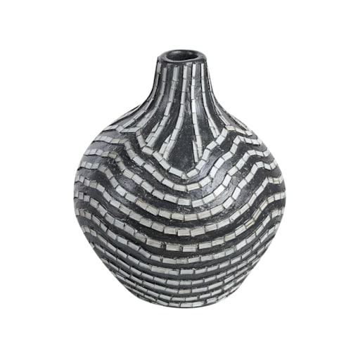 Wazon dekoracyjny z terakoty 35 cm czarno-biały KUALU