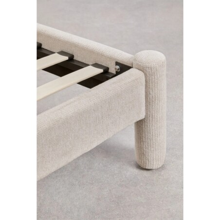 Łóżko tapicerowane, szenilowe, kremowo-beżowe Eneko, 160x200 cm