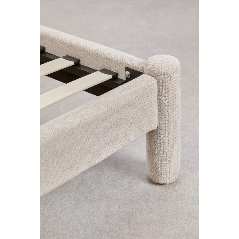 Łóżko tapicerowane, szenilowe, kremowo-beżowe Eneko, 160x200 cm