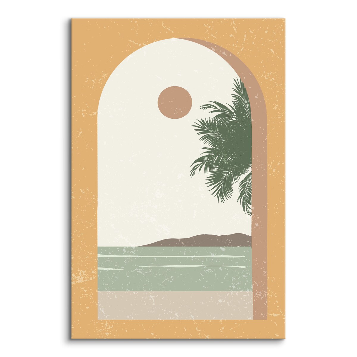 Obraz Na Płótnie Widok Z Okna Palmy Ocean Klify Styl Boho Abstrakcja 30x40cm