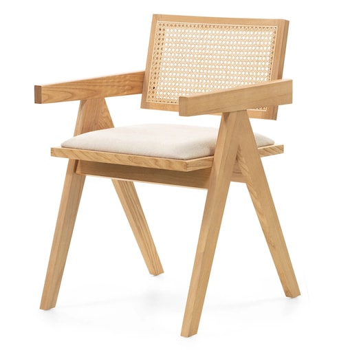 Krzesło z podłokietnikami, miękkie siedzisko, KIEMER - II jasnobrązowe