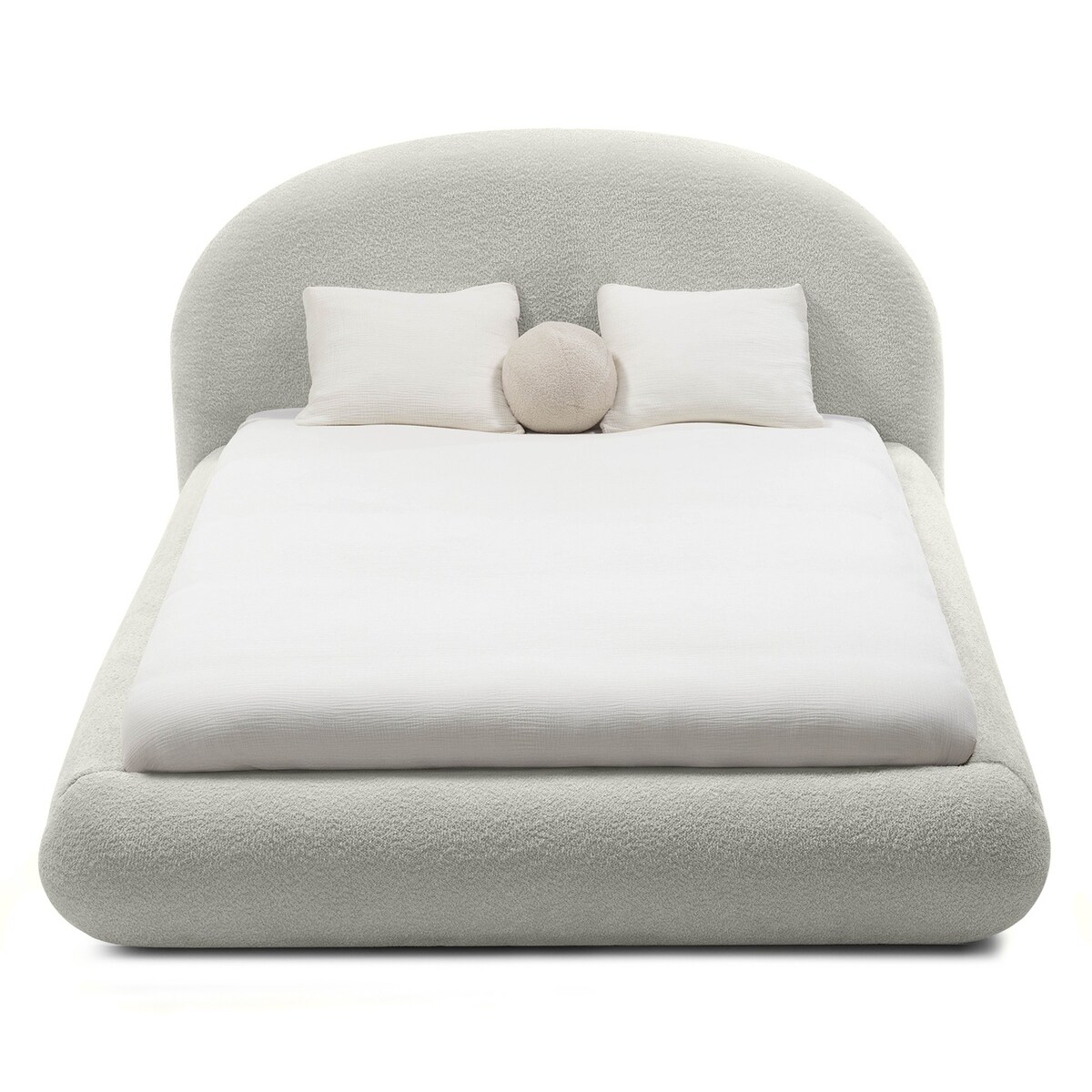 Łóżko tapicerowane 160x200 cm szare bouclé Riaci