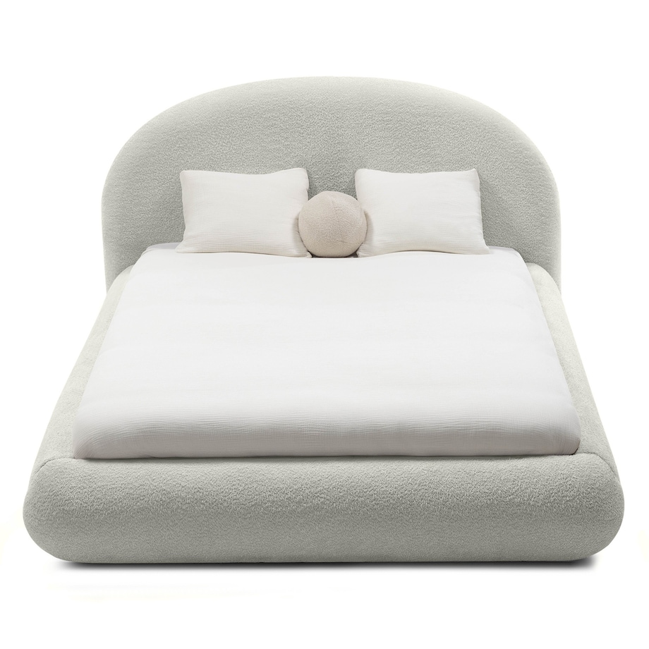 Łóżko tapicerowane 160x200 cm szare bouclé Riaci