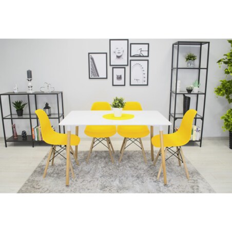 Krzesło Do Jadalni Kuchni Salonu Osaka Żółte / Nogi Naturalne