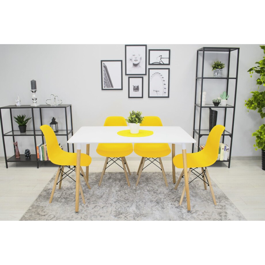 Krzesło Do Jadalni Kuchni Salonu Osaka Żółte / Nogi Naturalne