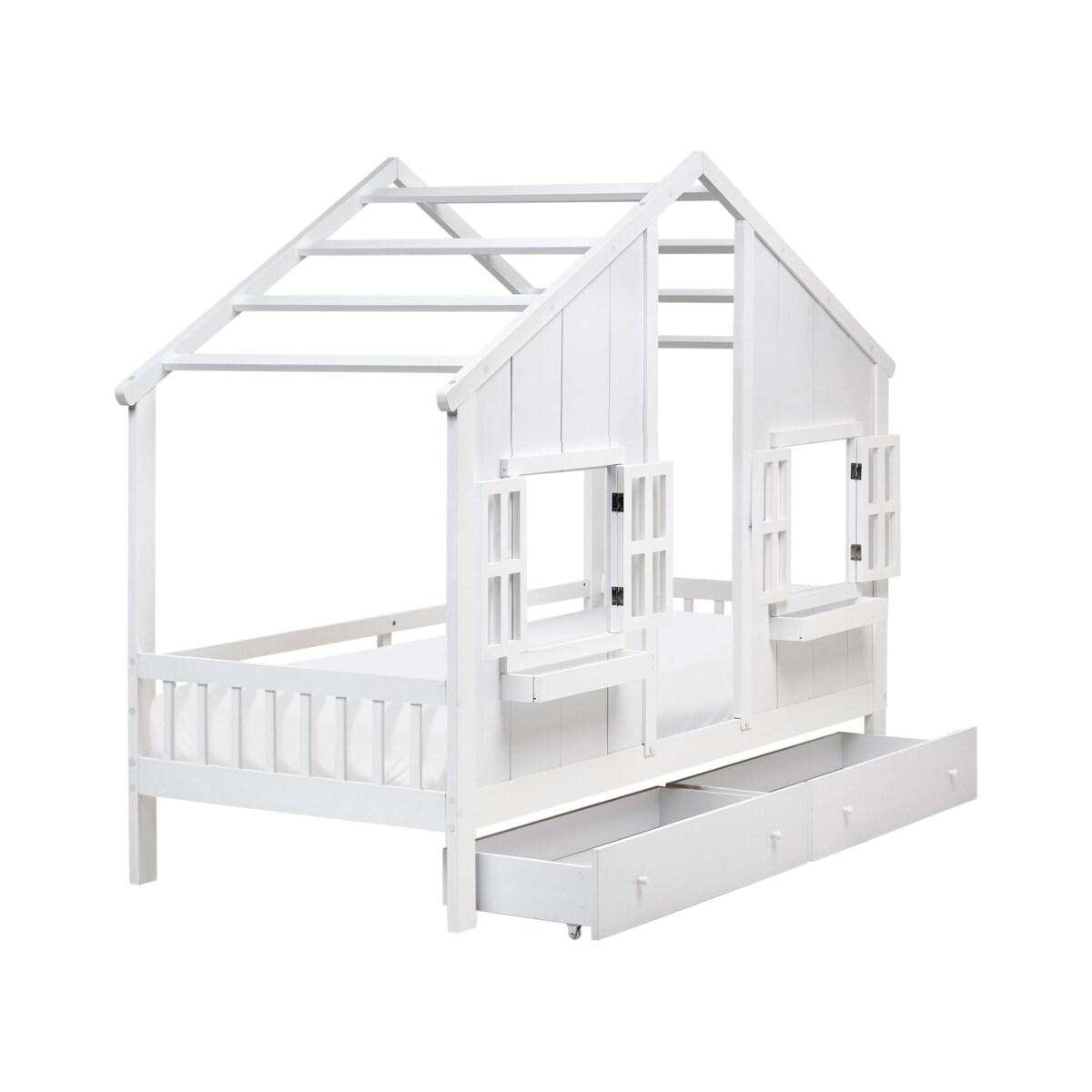 Łóżko dziecięce z szufladami Drewno sosnowe TRAPPES 90 x 200 cm Biały