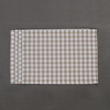 Bieżnik w drobną kratę Beige Gingham – 50 × 150 cm