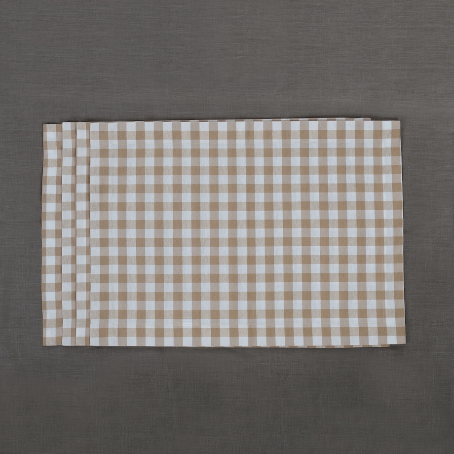 Bieżnik w drobną kratę Beige Gingham – 50 × 150 cm