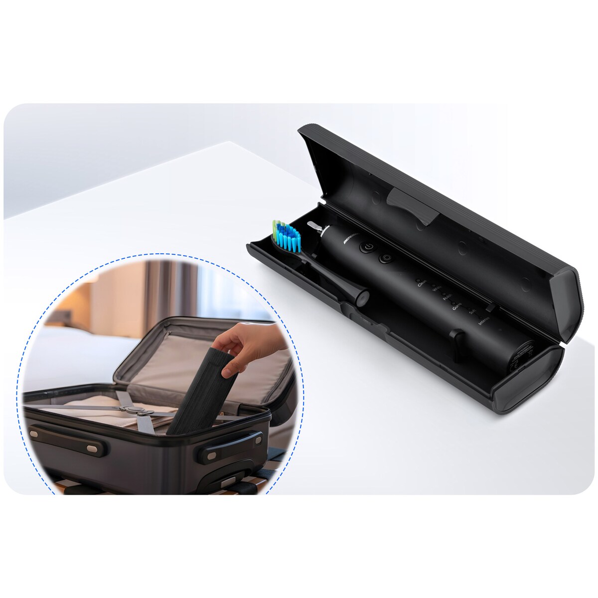 Szczoteczka soniczna do zębów Berdsen Galaxy czarna + etui 322000