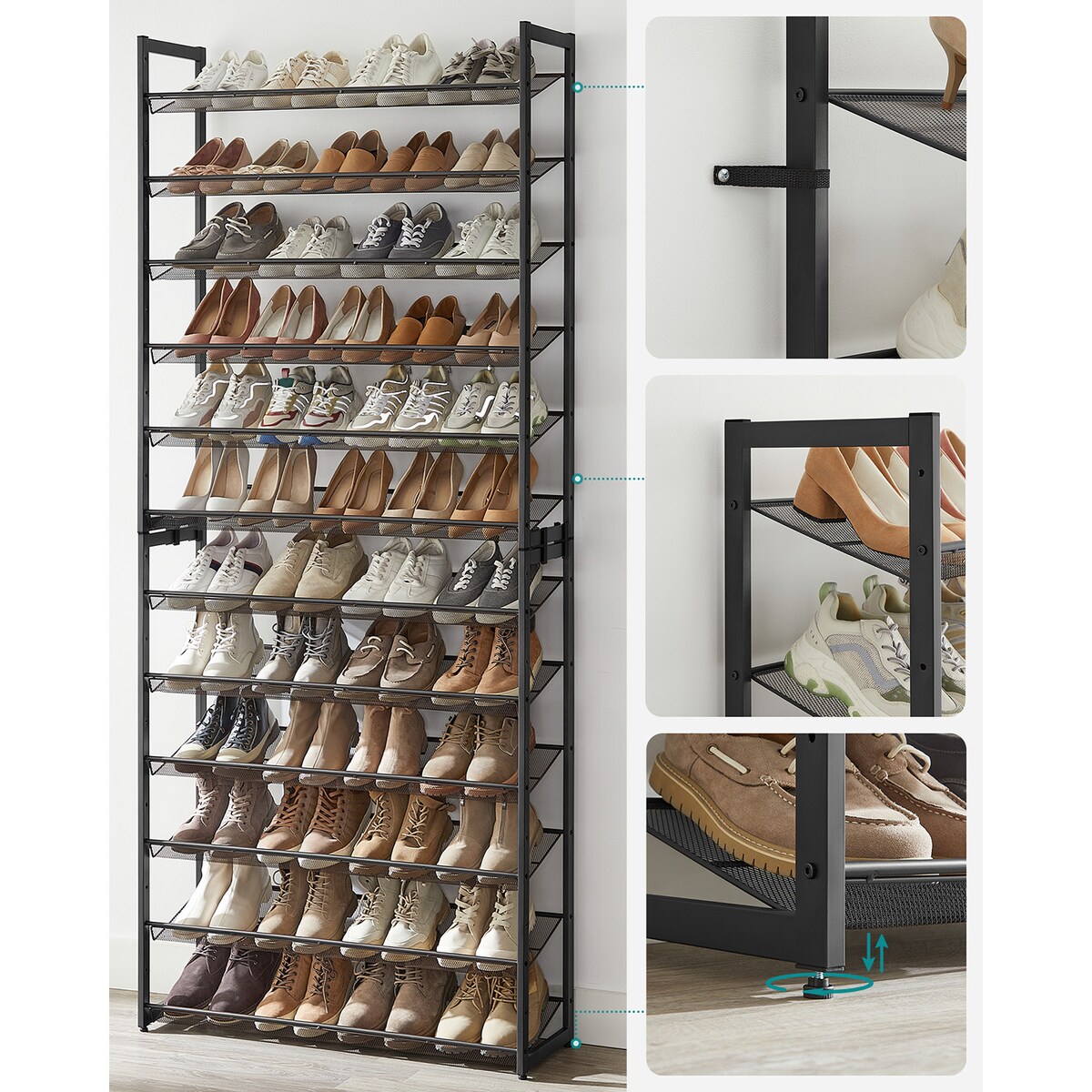 REGAŁ NA BUTY STOJAK NA OBUWIE - CZARNY