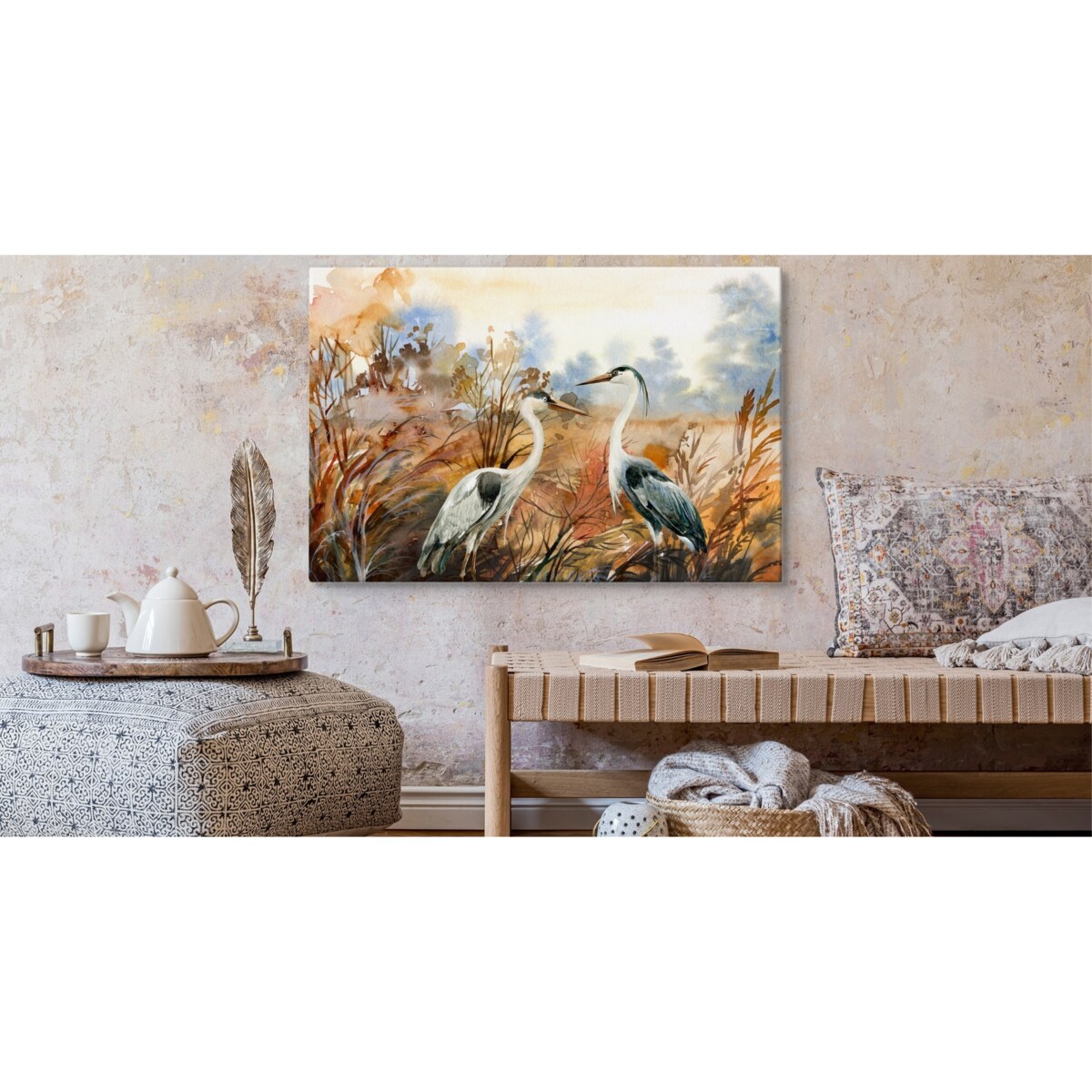 Obraz canvas żurawie w stylu vintage 120x80cm