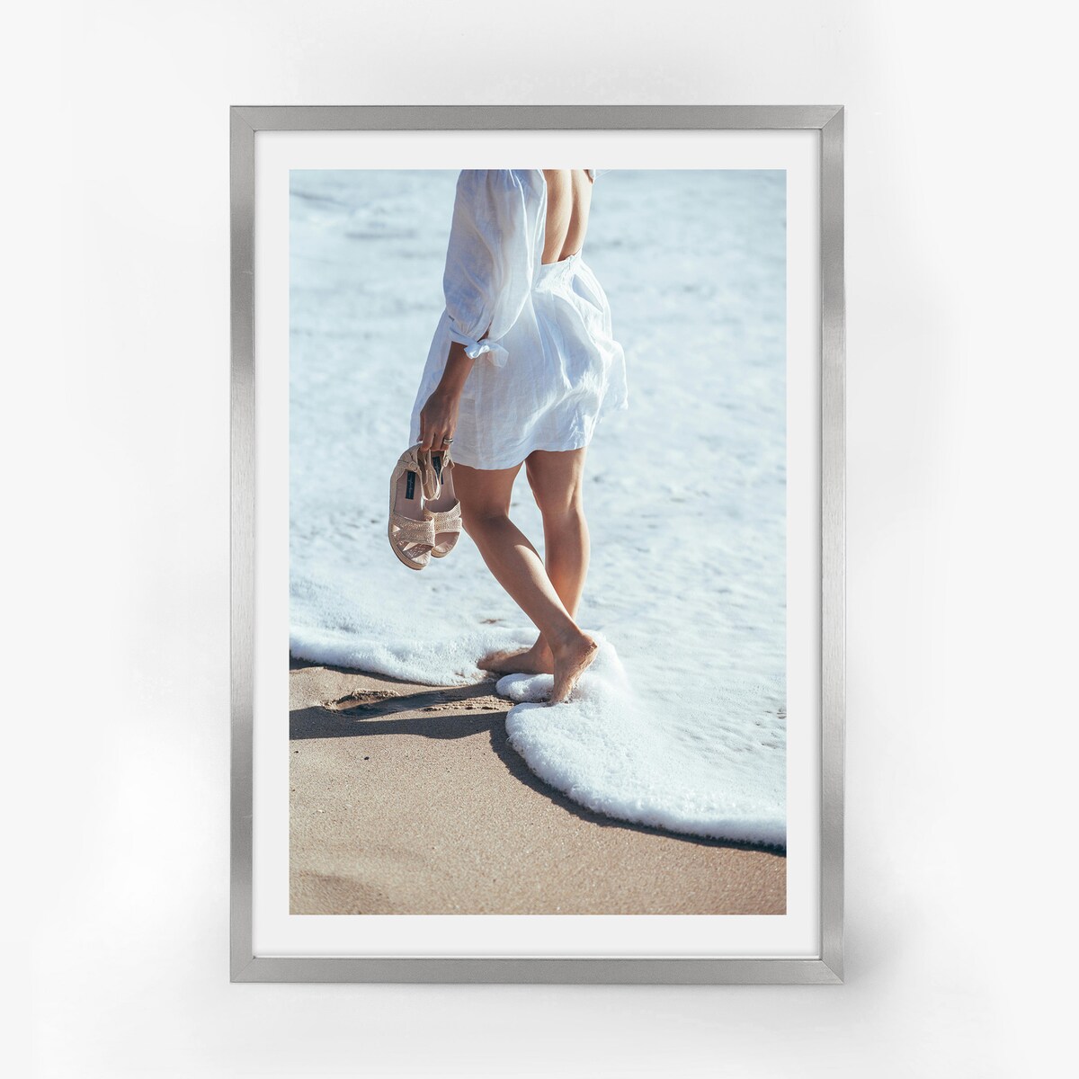 Ramka na zdjęcia 40x60 cm srebrna rama MDF z plexi do powieszenia pion poziom klasyczna ramka FRAMAI