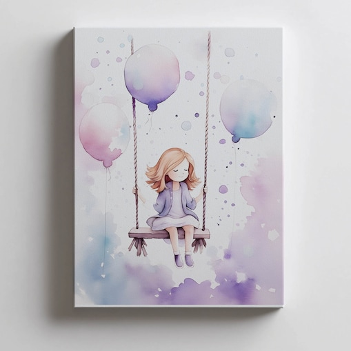 Kolorowa Radość na Huśtawce, 30x40 cm, bez ramy, płótno premium na blejtramie
