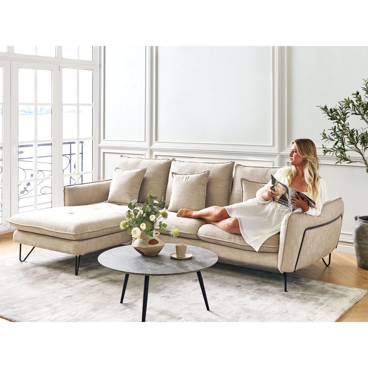 Narożnik prawostronny beżowy SERSAN